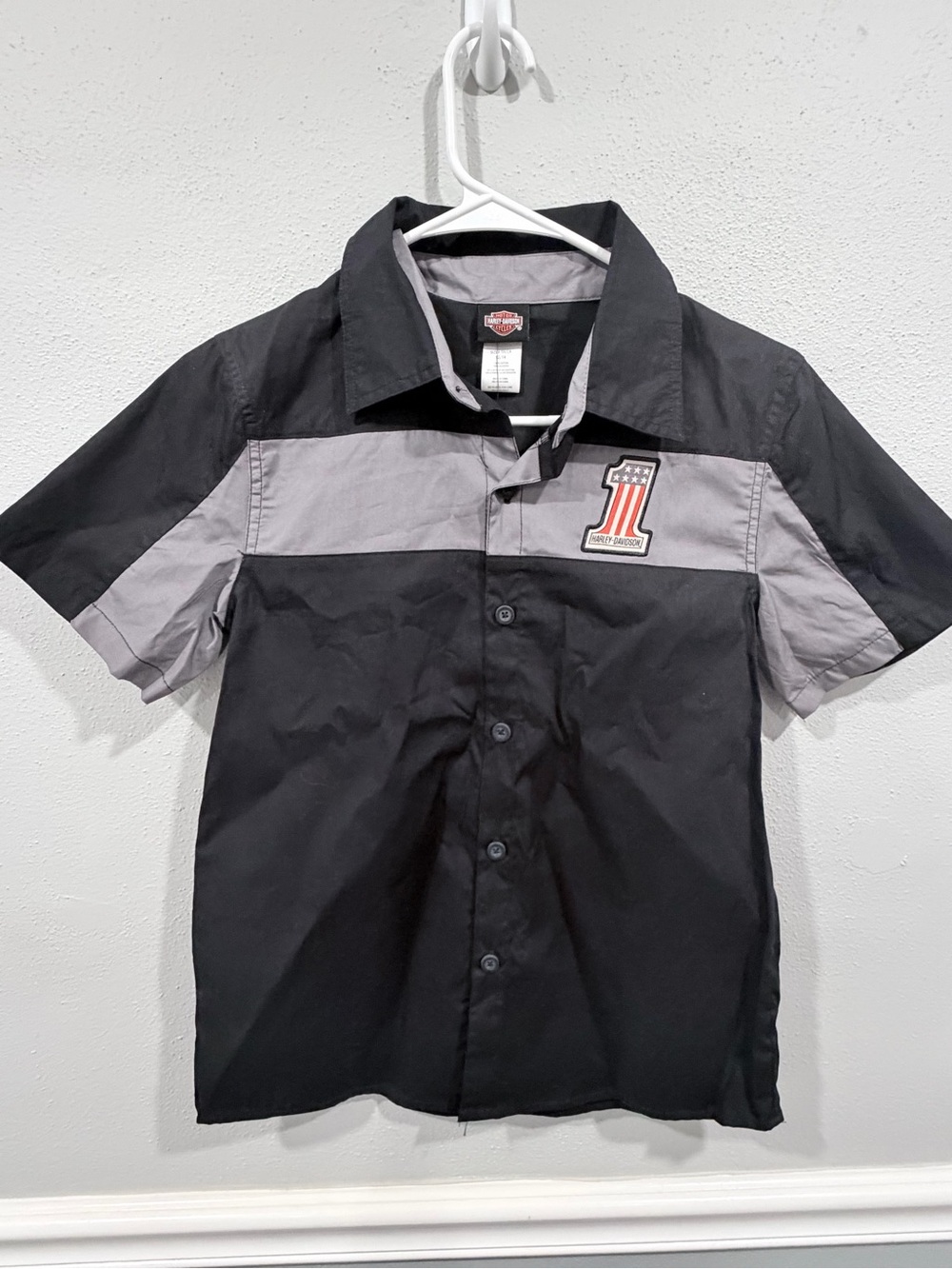 Harley-Davidson Little Boys' Short Sleeve Button Work Shop Shirt - Black NWT
